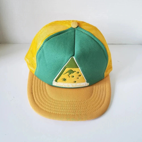 Vintage  Green/Yellow Proud to be Australian Mesh/Snapback Trucker Hat. - Picture 2 of 7